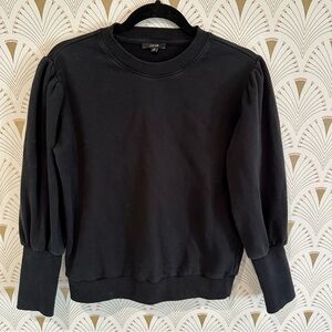 Joe’s Jeans Women’s Black Sweatshirt with Puffed Sleeves and Ribbed Cuffs, Sz M